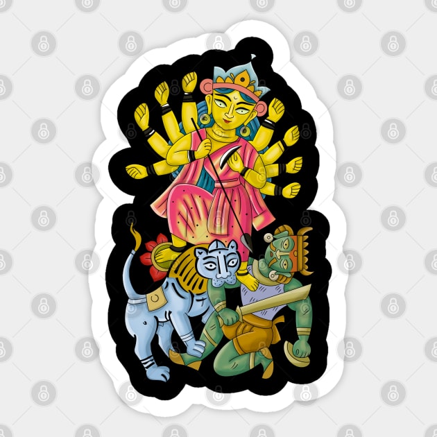 Maa Durga illustration - Durga Puja 2023 Collection Sticker by BonGanze